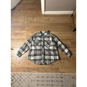 Cozy Brown and Cream Plaid Button-Up Shirt Men's Large